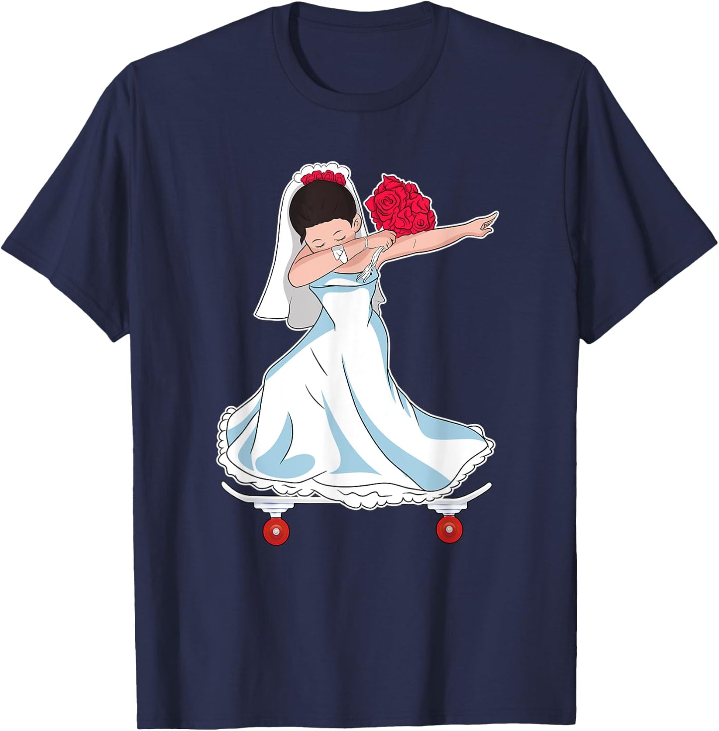 Skateboarding Wedding Bride on Skateboard Gift Skater T-Shirt - T-Shirt | Navy