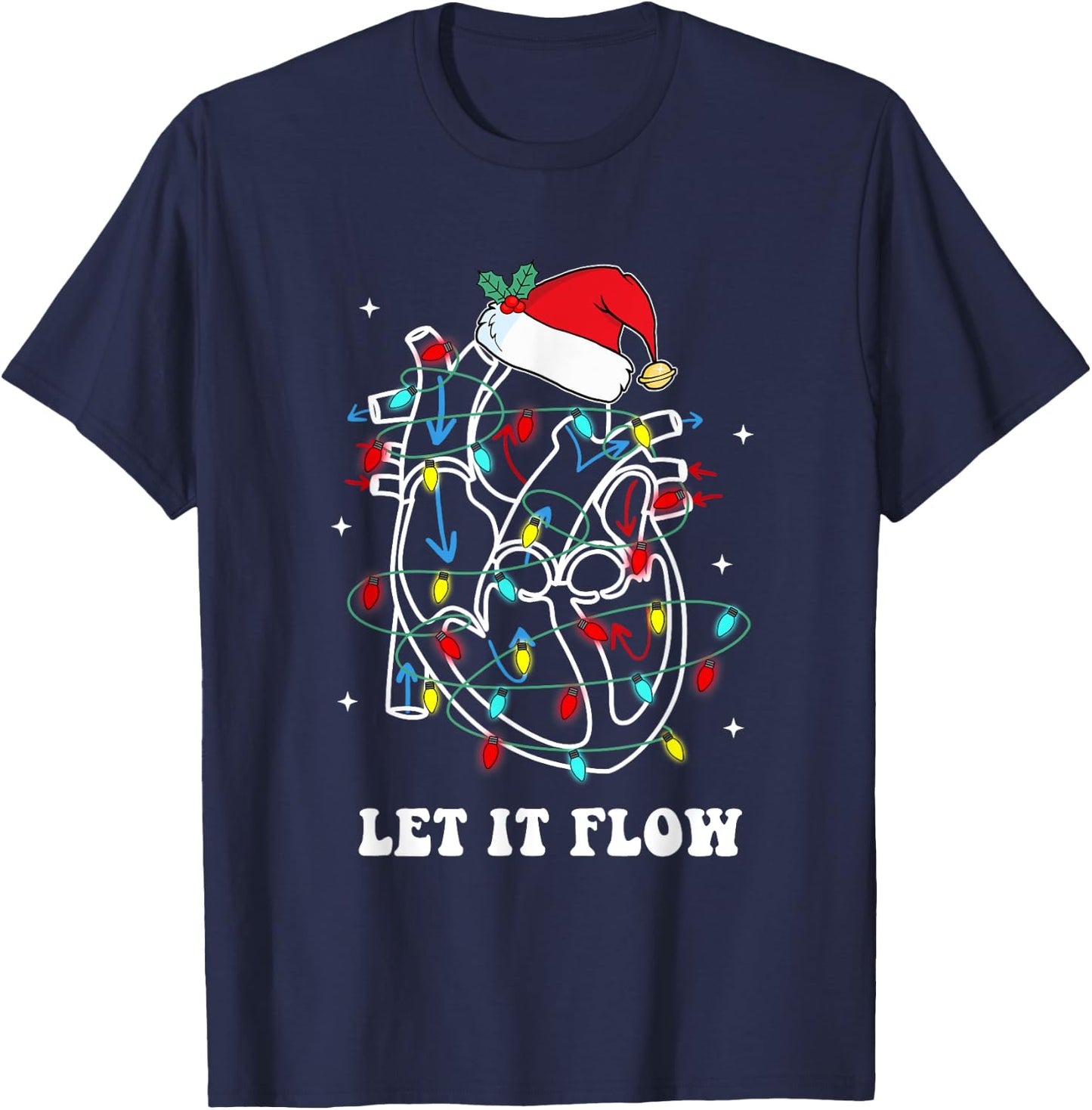 Let It Flow, Cardiac Nurse Xmas, Cardiology Nurse Christmas T-Shirt - T-Shirt | Navy
