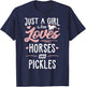 Just A Girl Who Loves Horses And Pickles Horse Lover T-Shirt - T-Shirt | Navy