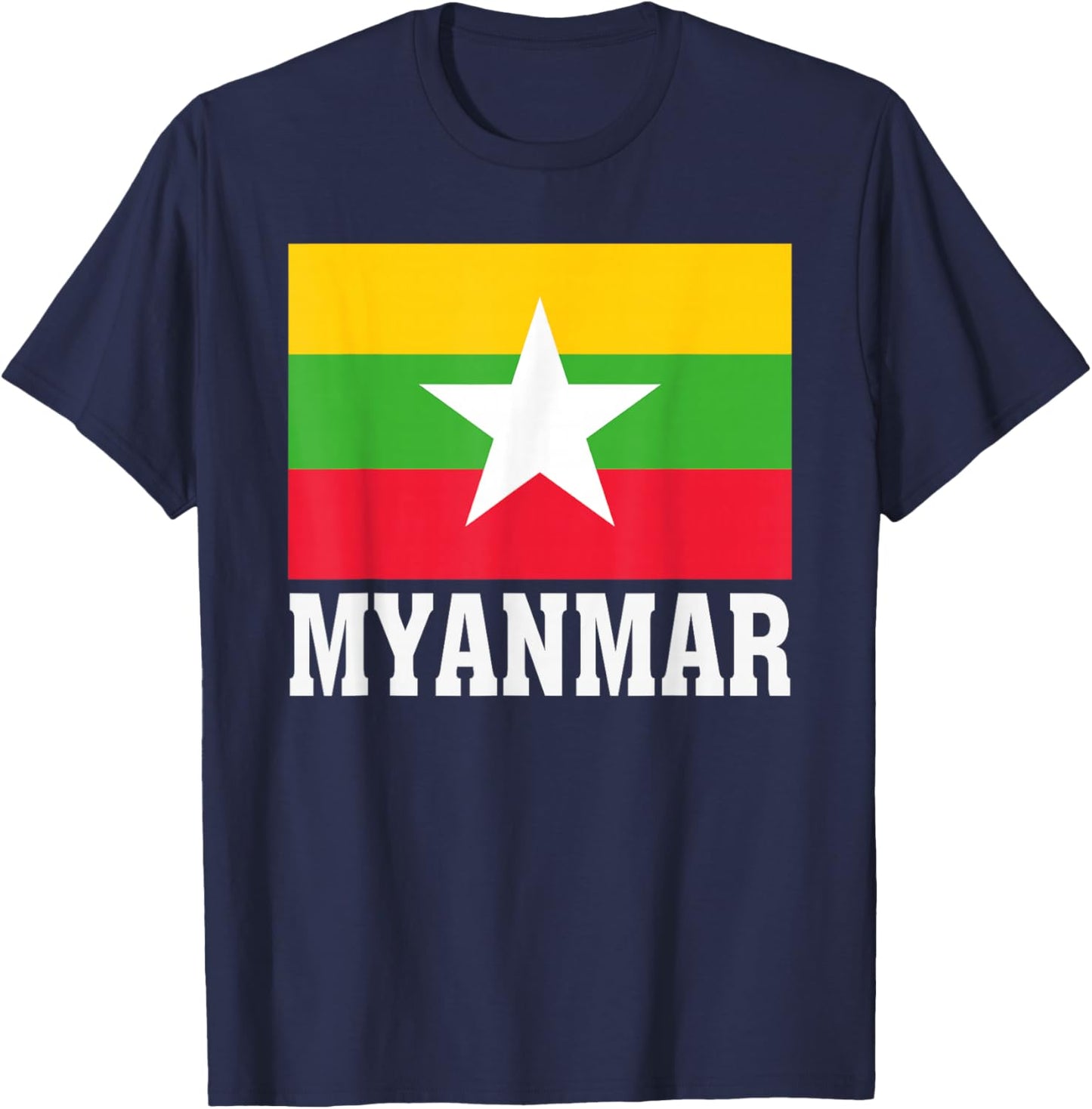 Myanmar Flag Patriotic National Roots Souvenir T-Shirt - T-Shirt | Navy