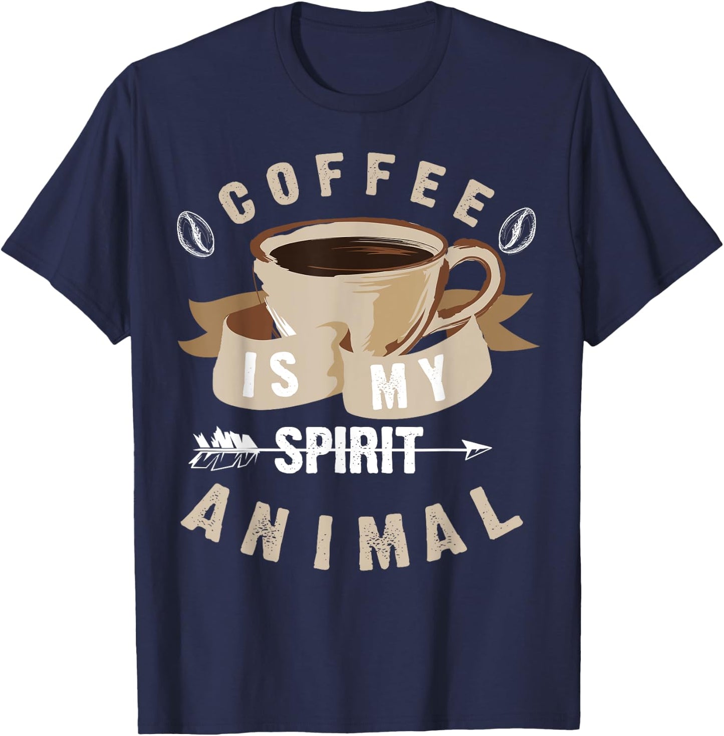 Coffee Is My Spirit Animal | Cute Caffeine Lover Gift T-Shirt - T-Shirt | Navy