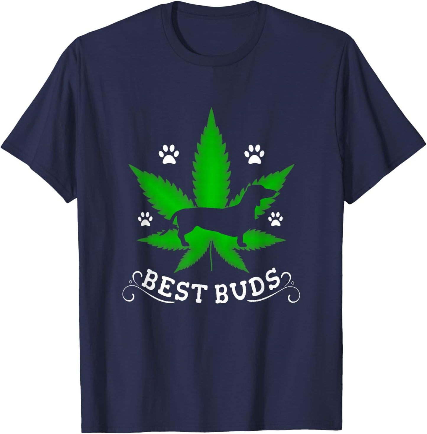 Cannabis Shirt - Best Buds Funny Dachshund Weed Dog T-Shirt - T-Shirt | Navy