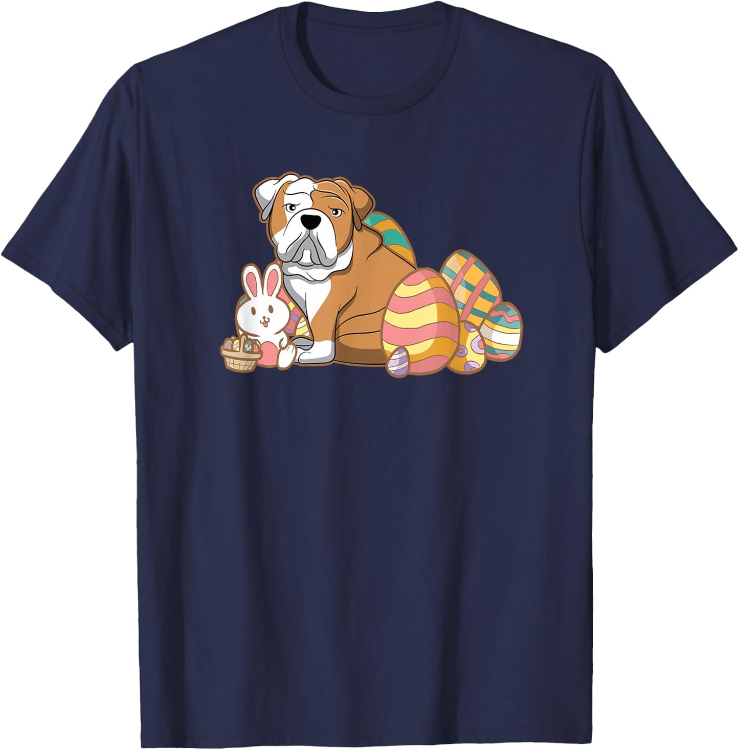 Easter English Bulldog Dog T-Shirt - T-Shirt | Navy