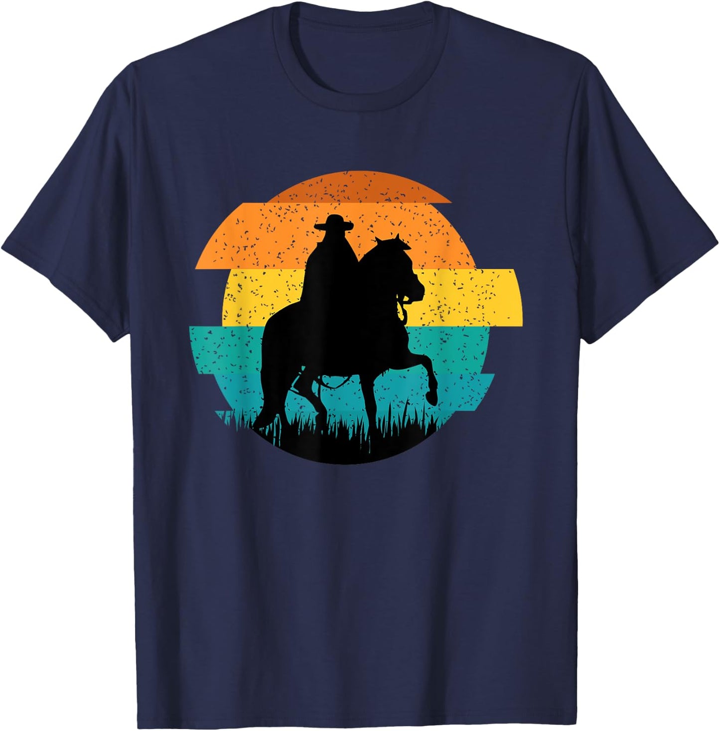 Peruvian Paso Fino Gaited Horse Retro Sun Style T-Shirt - T-Shirt | Navy