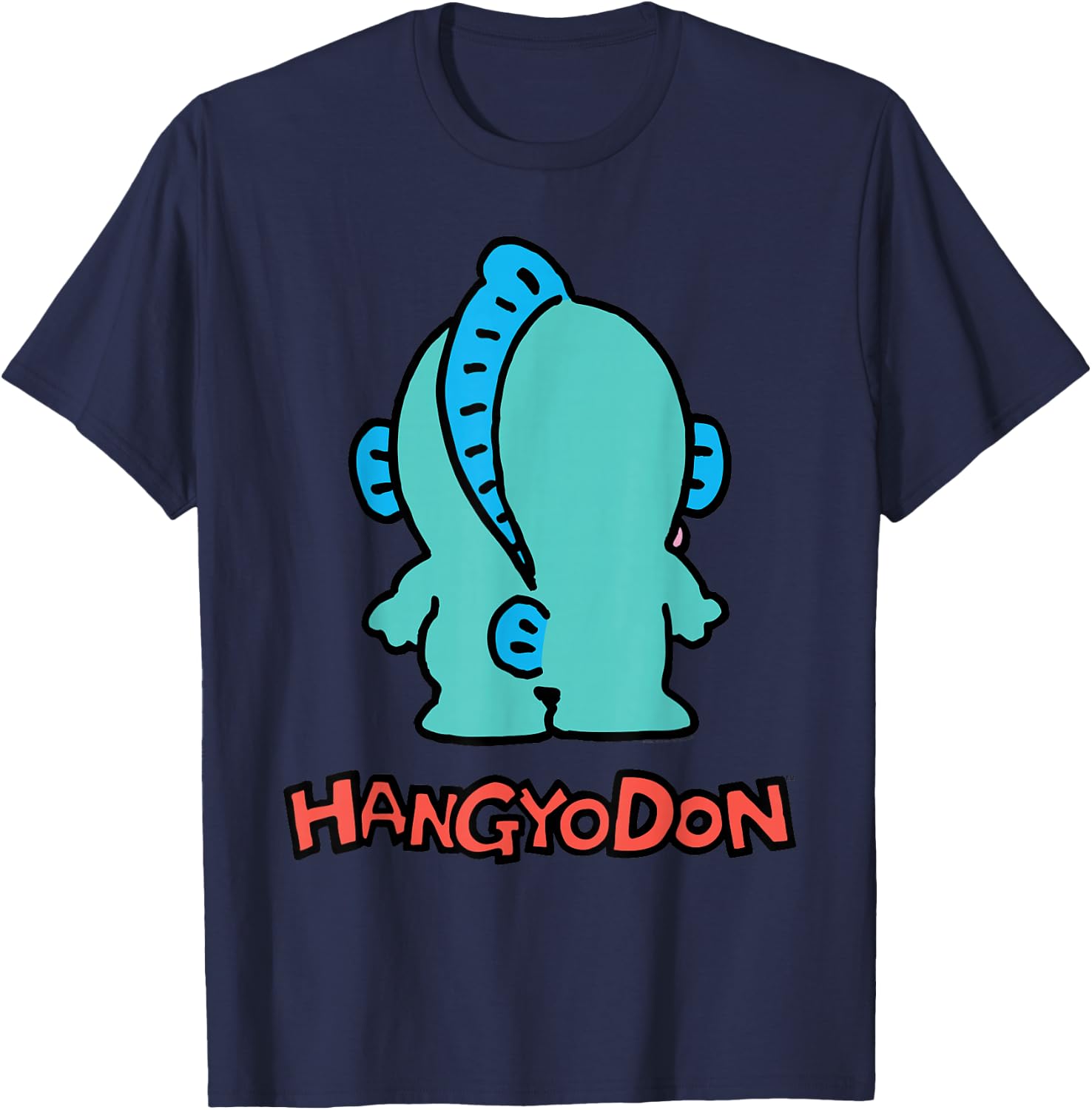 Sanrio Hangyodon Backside Logo Shirt T-Shirt - T-Shirt | Navy