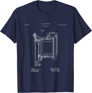 Elevator Patent - Unique T-Shirt - T-Shirt | Navy