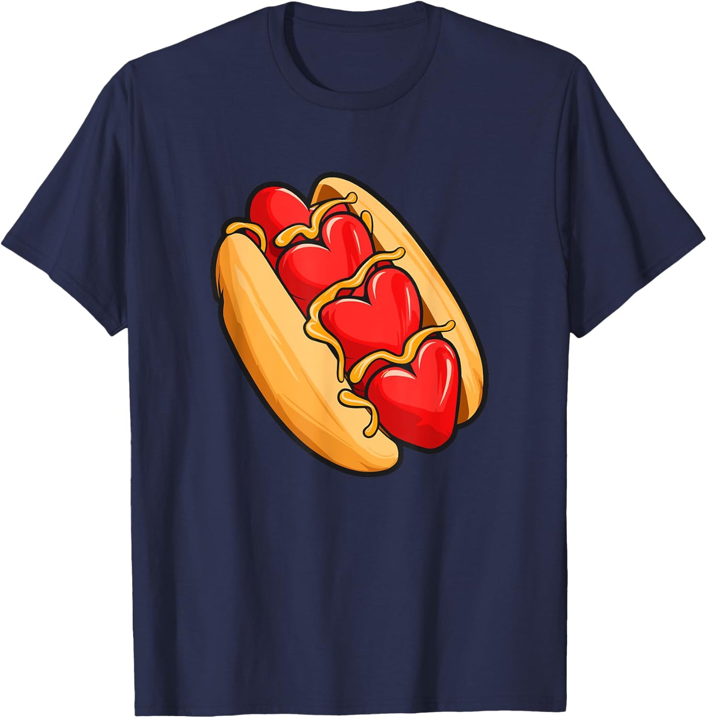 Valentines Day Hotdog Sandwich T-Shirt - T-Shirt | Navy