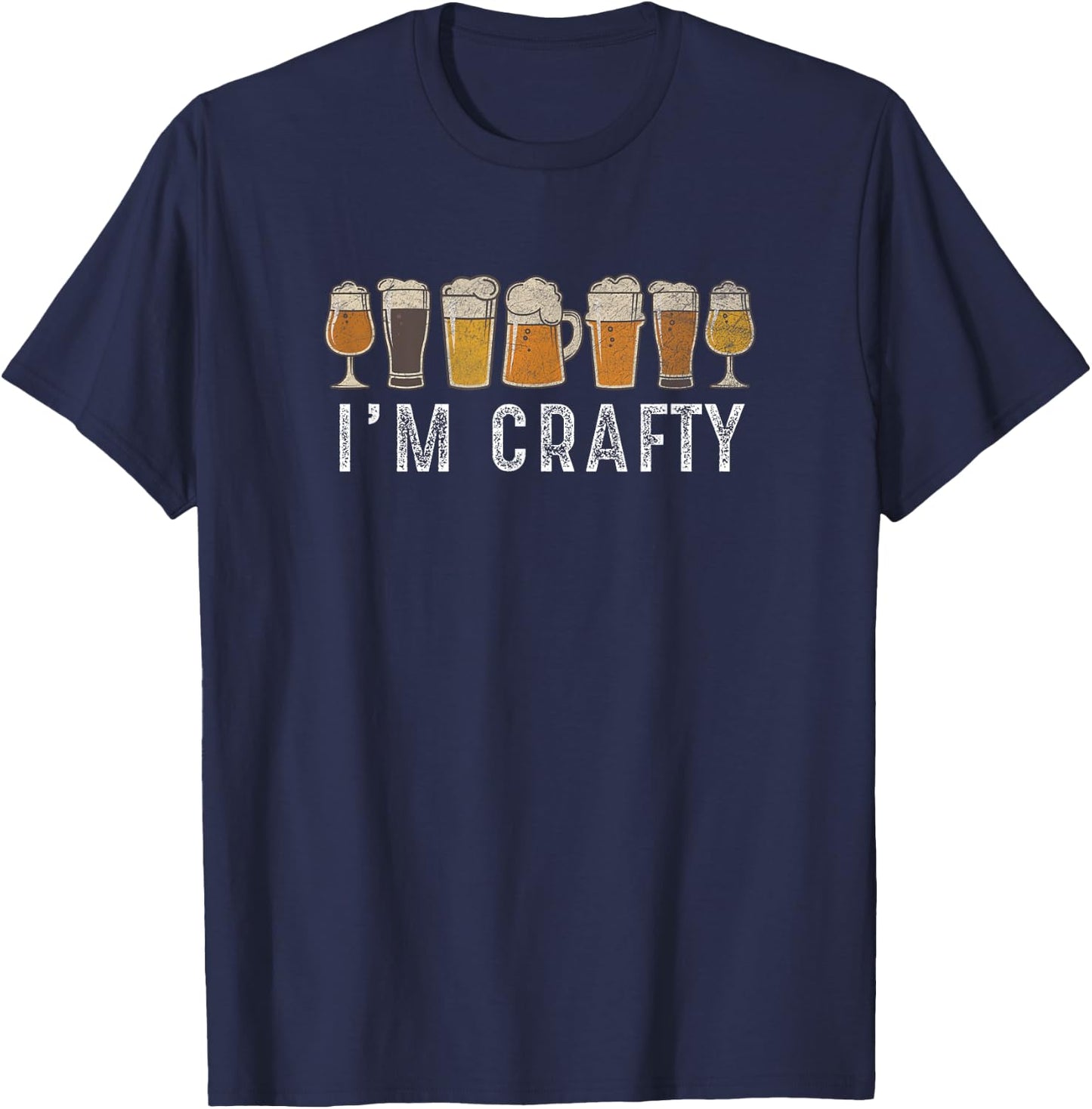 Craft Beer Art I'm Crafty Home Brew Beer Vintage T Shirt T-Shirt - T-Shirt | Navy