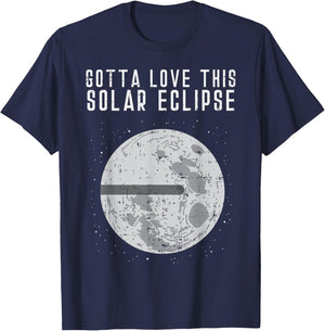 Flat Earth Solar Eclipse Moon Funny Conspiracy Theory Gift T-Shirt - T-Shirt | Navy