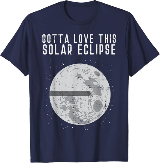 Flat Earth Solar Eclipse Moon Funny Conspiracy Theory Gift T-Shirt - T-Shirt | Navy