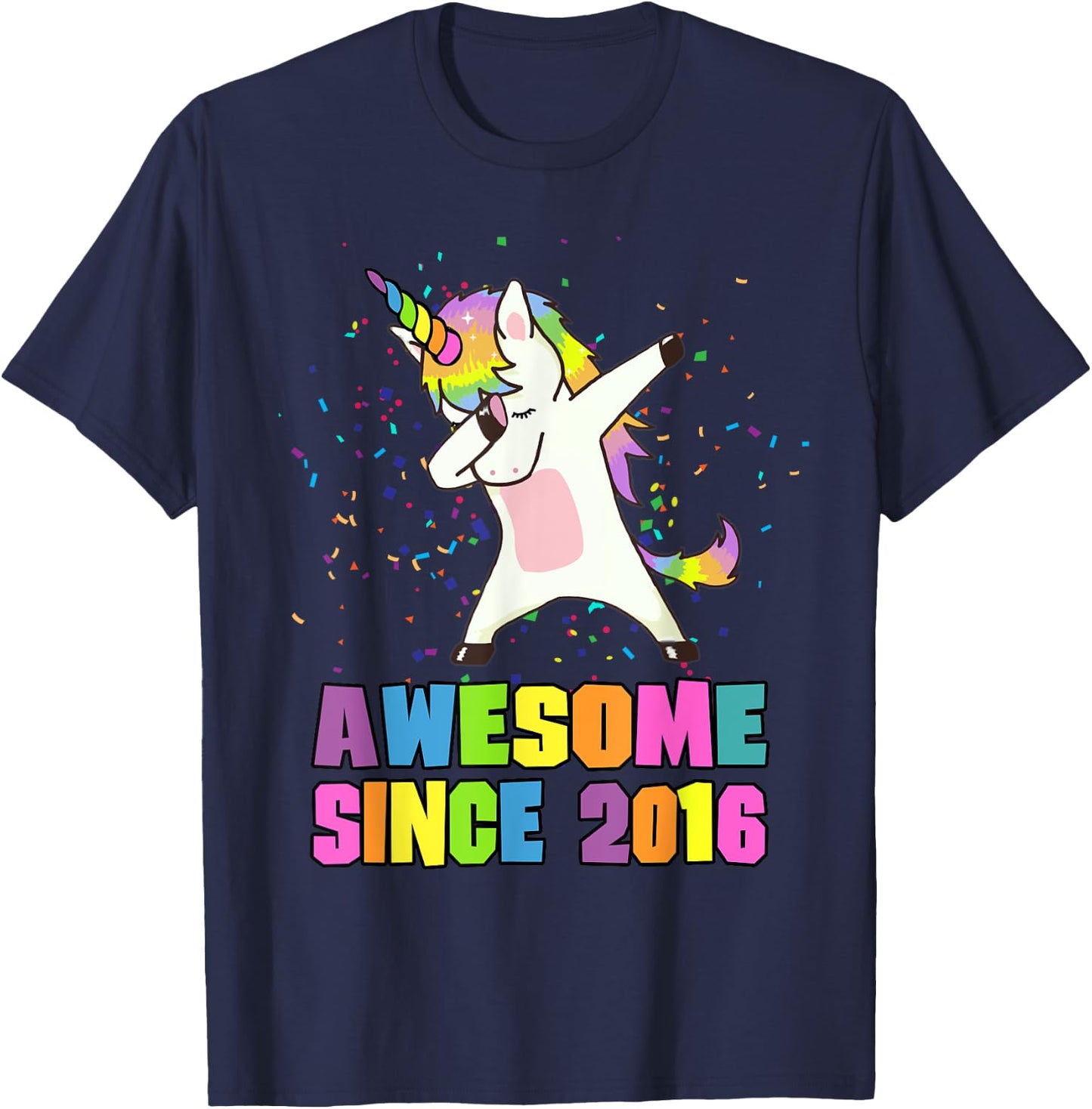 Awesome Since 2016 Unicorn T-Shirt - T-Shirt | Navy