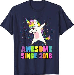 Awesome Since 2016 Unicorn T-Shirt - T-Shirt | Navy