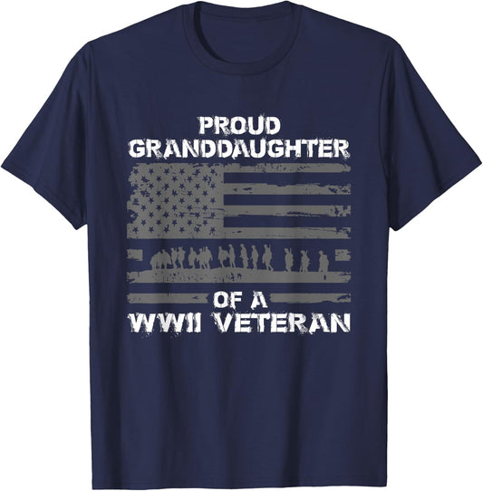Proud Granddaughter of A WWII Veteran T Shirts T-Shirt - T-Shirt | Navy