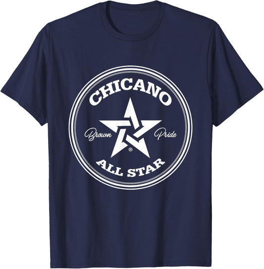 Chicano Brown Pride Prideful All Star Color Mexico Male T-Shirt - T-Shirt | Navy