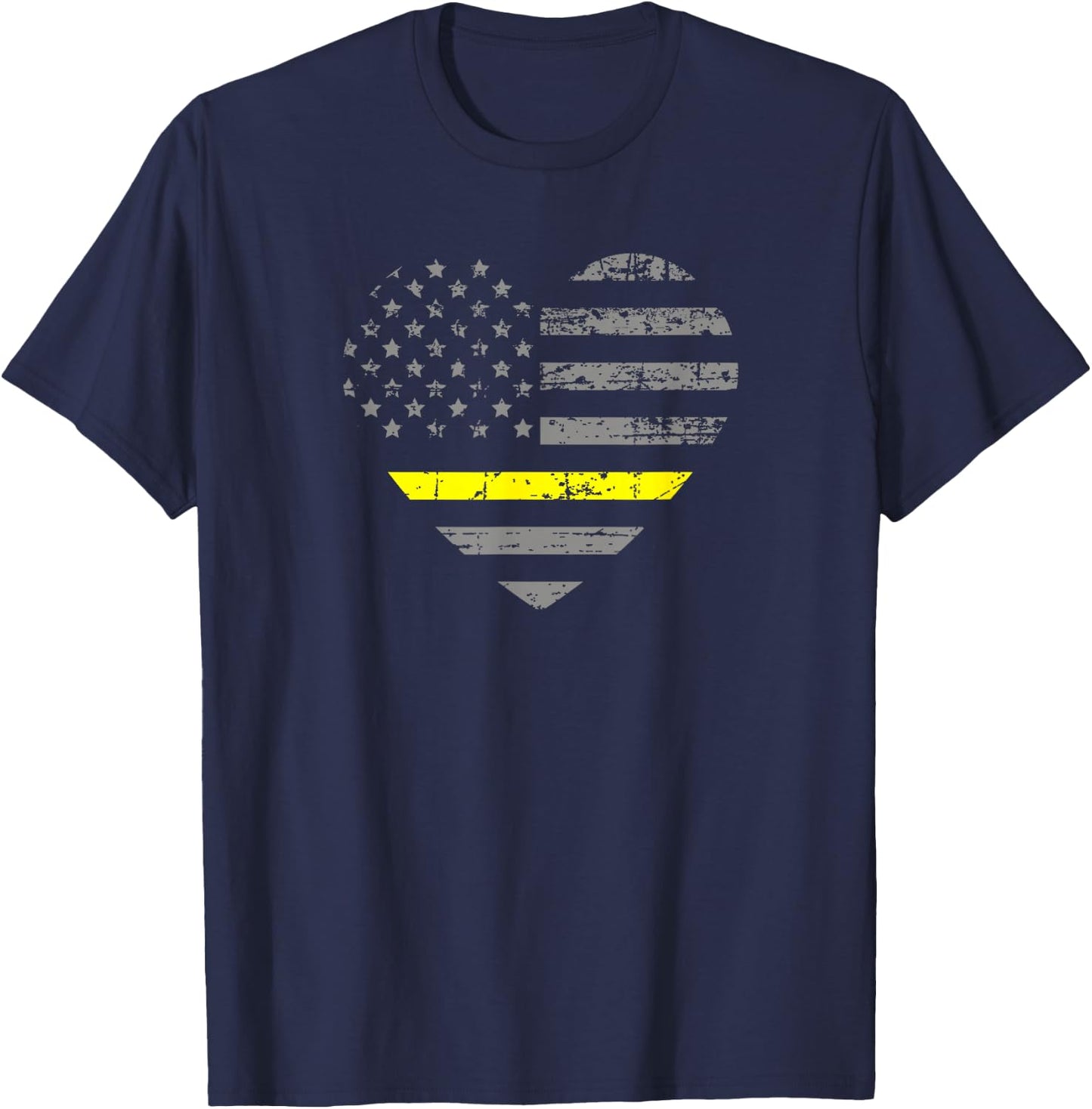 Tow Truck Driver Thin Yellow Line Flag Heart Gift T-Shirt - T-Shirt | Navy