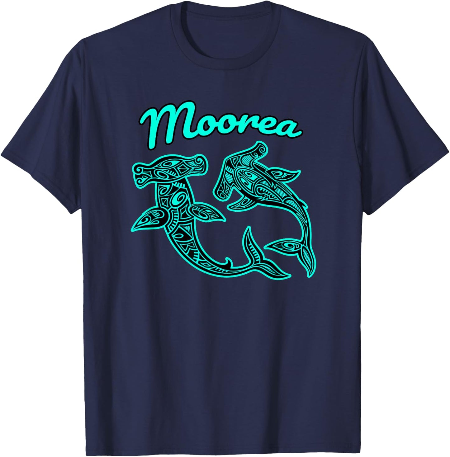 Moorea Tribal Shark graphic T-Shirt - T-Shirt | Navy