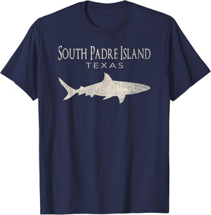 Retro South Padre Island TX Shark T-Shirt - T-Shirt | Navy