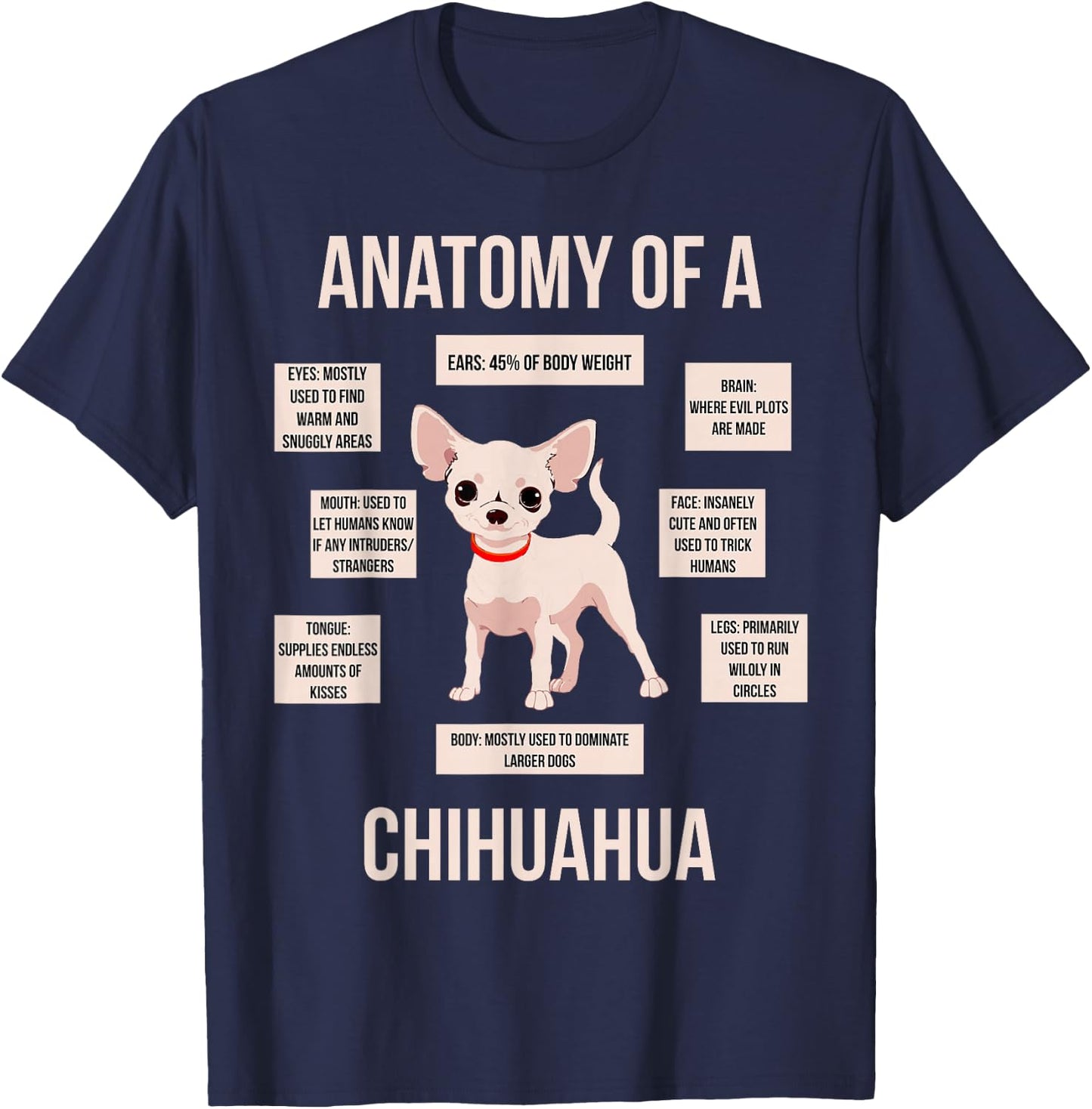Anatomy Of A Chihuahua Funny Puppy Gift T-Shirt - T-Shirt | Navy