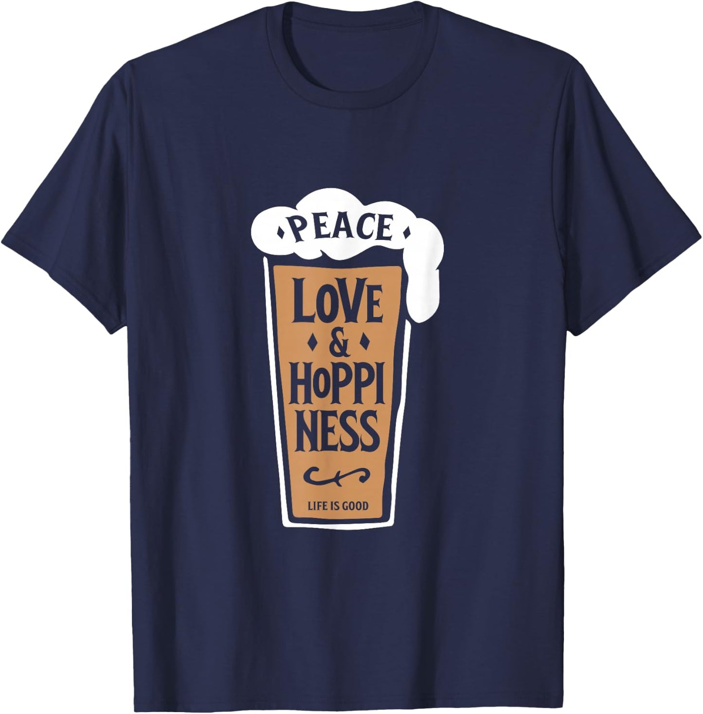 IPA Lovers : Craft Beer Peace Love and Hoppiness Pint T-Shirt - T-Shirt | Navy