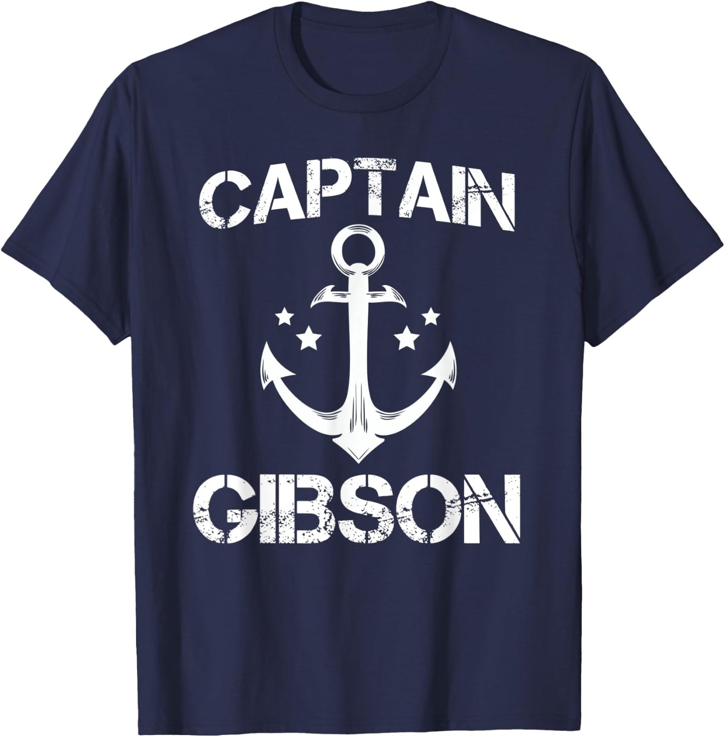 CAPTAIN GIBSON Funny Birthday Personalized Surname Clan Gift T-Shirt - T-Shirt | Navy