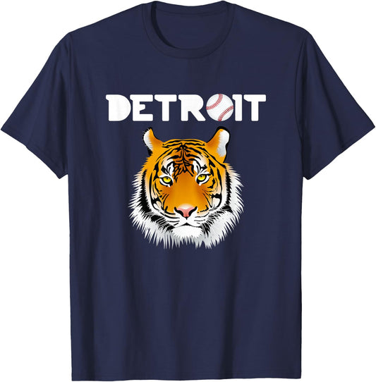 Distressed Tiger Mascot Cool Detroit Tiger Design T-Shirt - T-Shirt | Navy