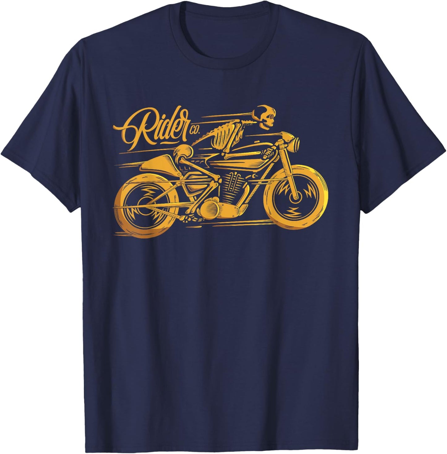 Cafe Racer - Ghost Classic Rider - Vintage Motorcycle T-Shirt - T-Shirt | Navy