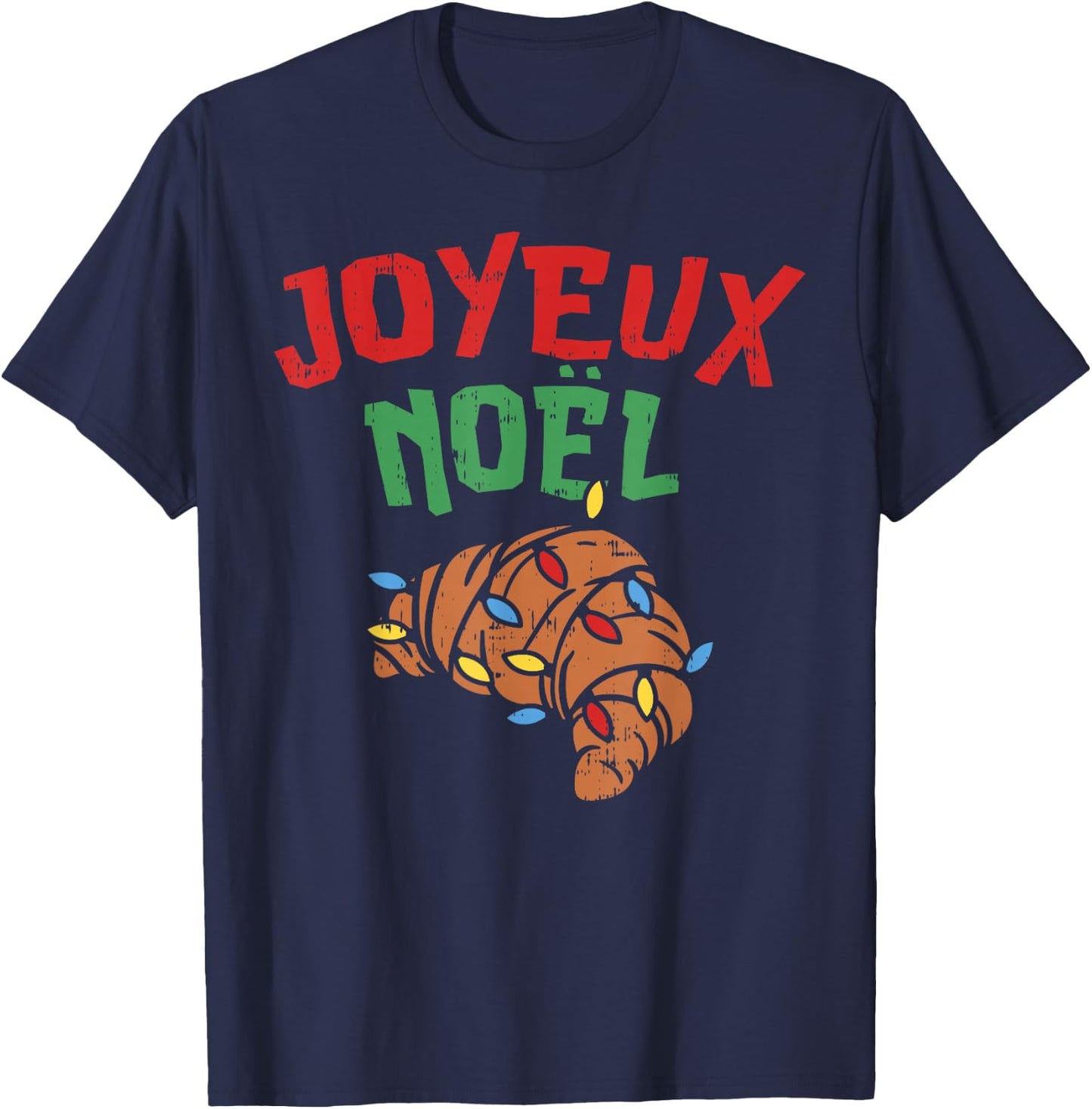 Joyeux Noel Croissant Shirt French France Christmas Gift T-Shirt - T-Shirt | Navy