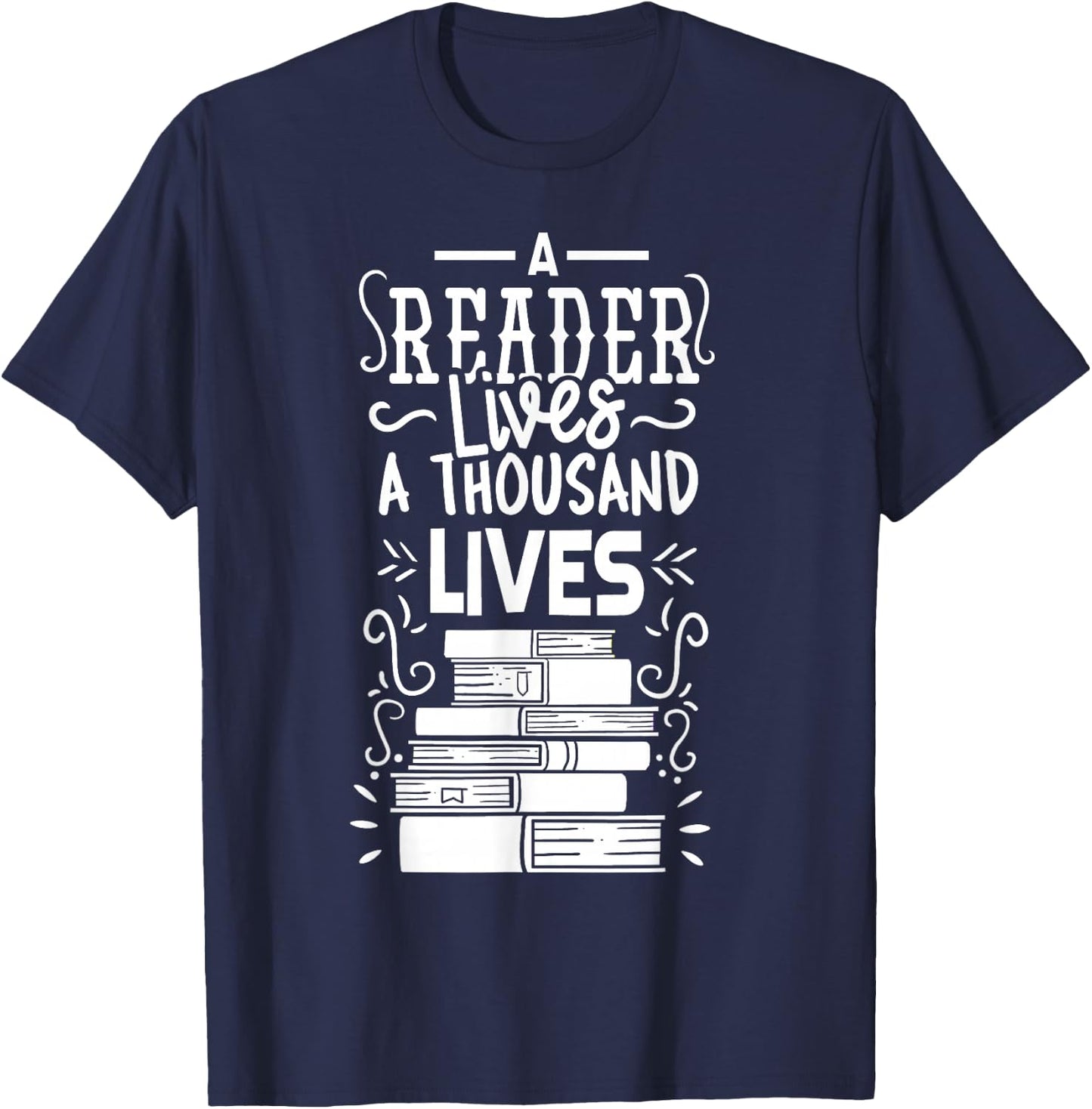 Reader T Shirt Reading Books Bookworm Gift T-Shirt - T-Shirt | Navy