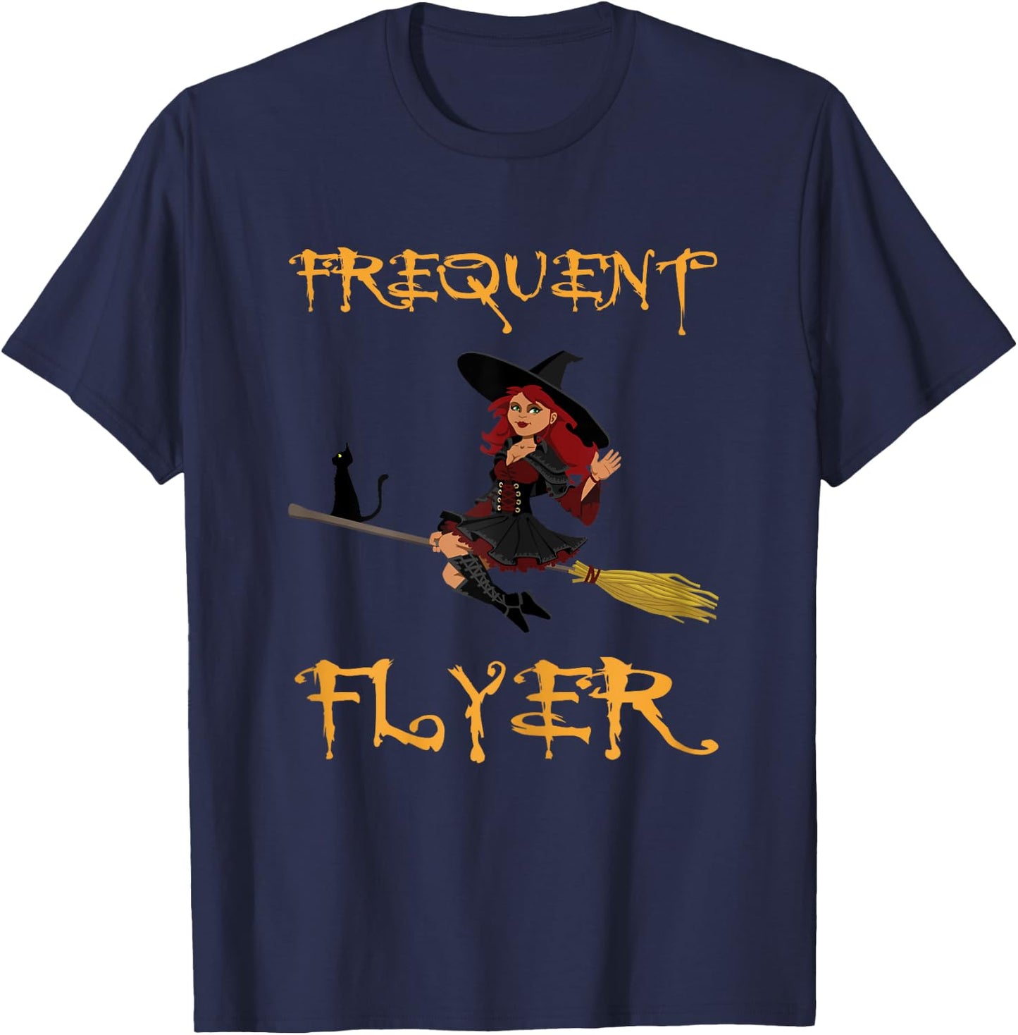 Frequent Flyer Halloween Witch | Luxury Nomad - World Travel T-Shirt - T-Shirt | Navy