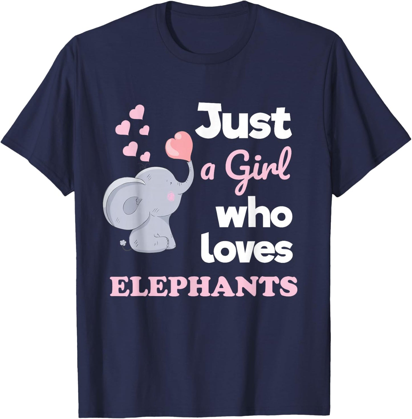 Just a Girl Who Loves Elephants Girls Elephant Lover T-Shirt - T-Shirt | Navy