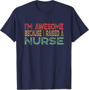 Raised a Nurse Funny Proud Parent Vintage T-Shirt - T-Shirt | Navy
