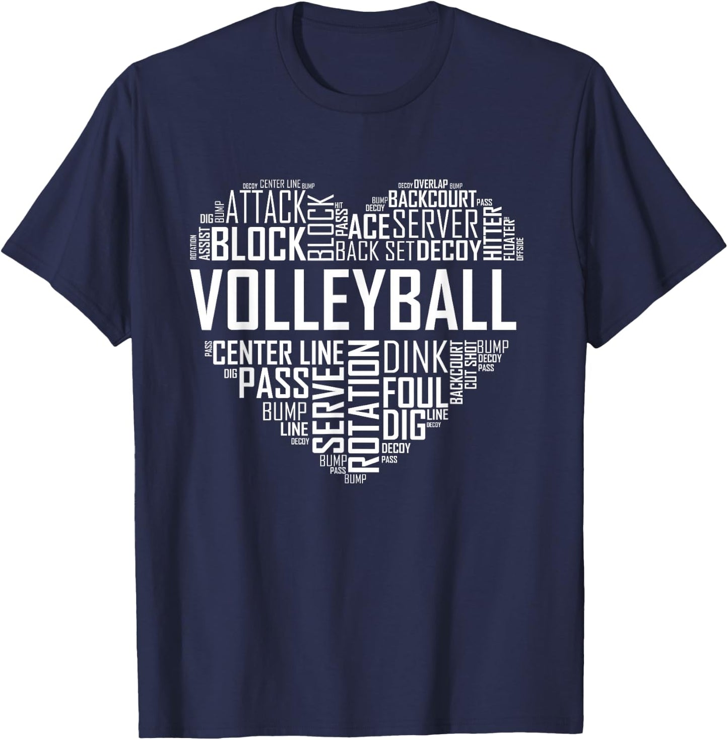 Volleyball Lover Heart Volley Gift Players and Coaches Small T-Shirt - T-Shirt | Navy
