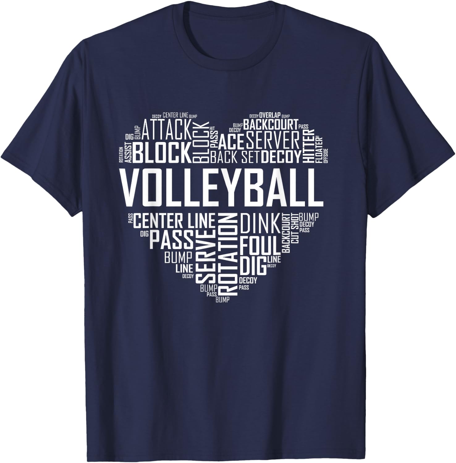 Volleyball Lover Heart Volley Gift Players and Coaches Small T-Shirt - T-Shirt | Navy
