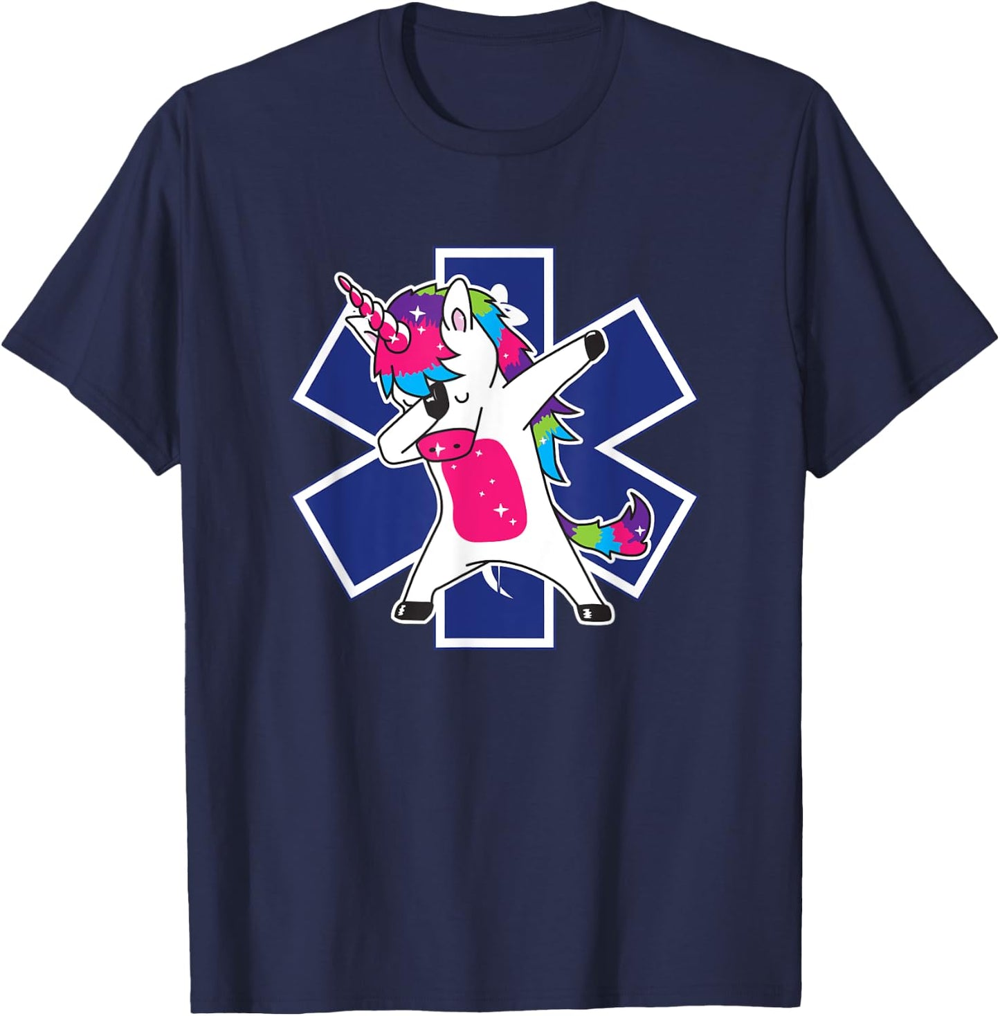 Dabbing Unicorn EMS EMT Nurse Medic Doctor Funny T-Shirt - T-Shirt | Navy