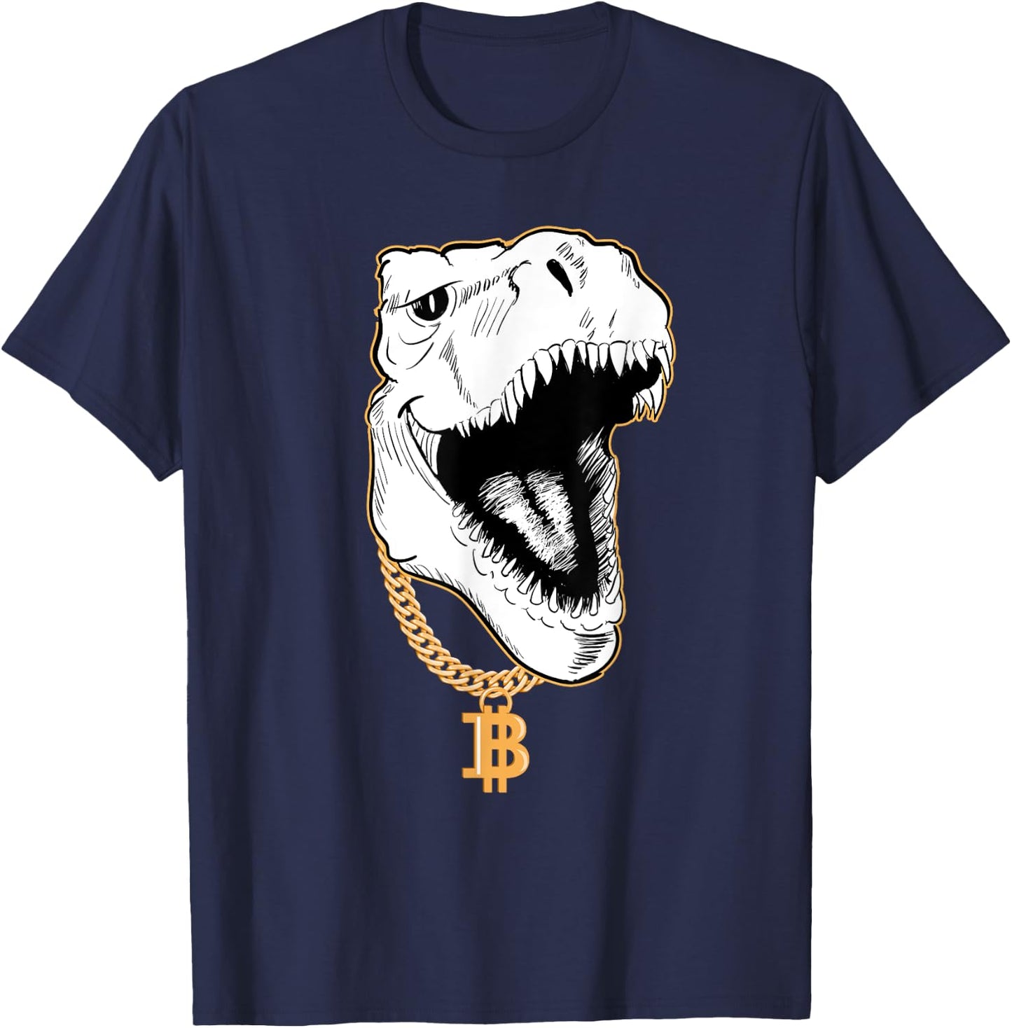 Funny Gangster T-Rex Bitcoin Cryptocurrency Shirt T-Shirt - T-Shirt | Navy