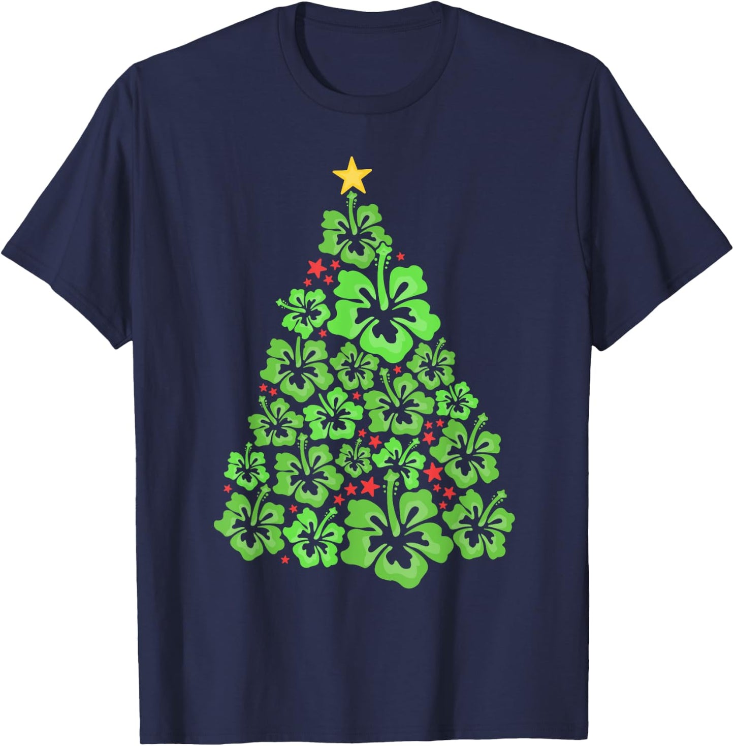 Hawaiian Christmas Tree Mele Kalikimaka Flower Hawaii T-Shirt - T-Shirt | Navy