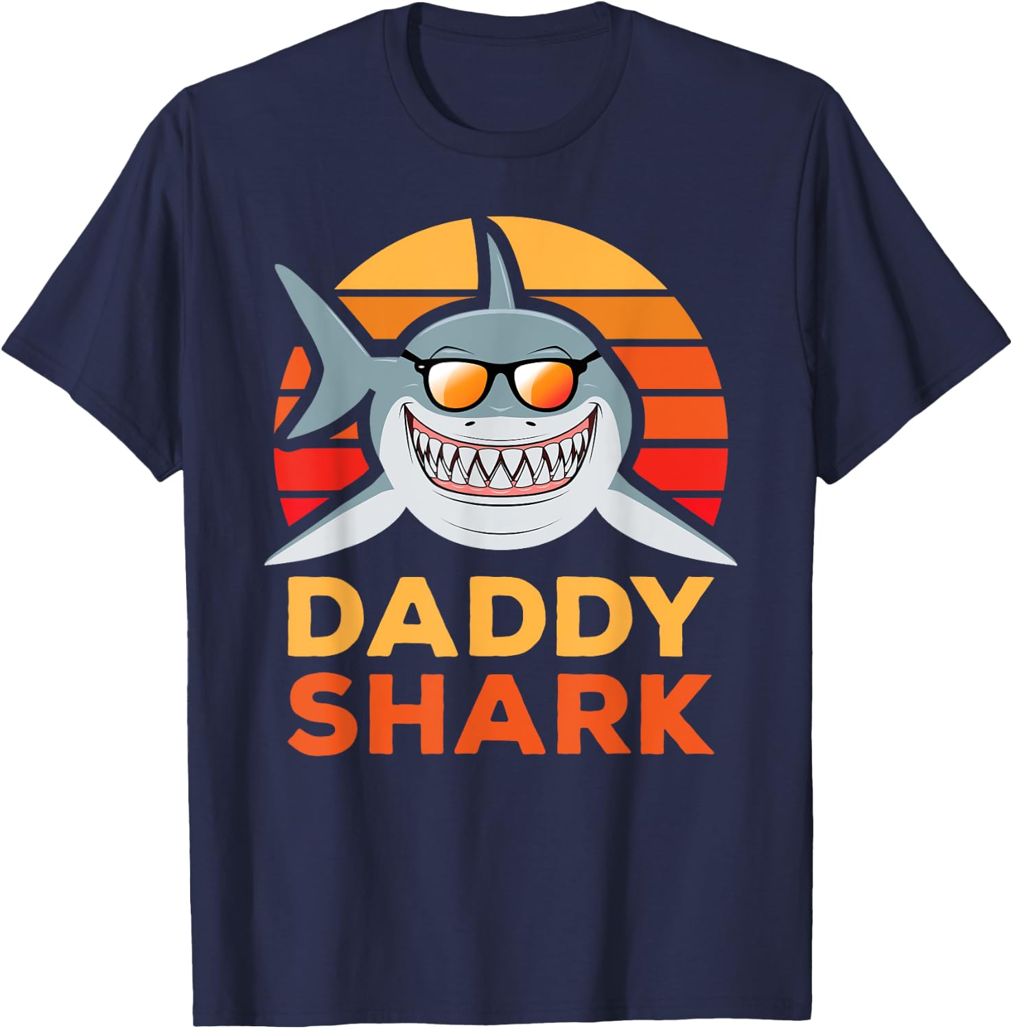 Daddy Shark Vintage Sunset Sunglasses T-Shirt - T-Shirt | Navy
