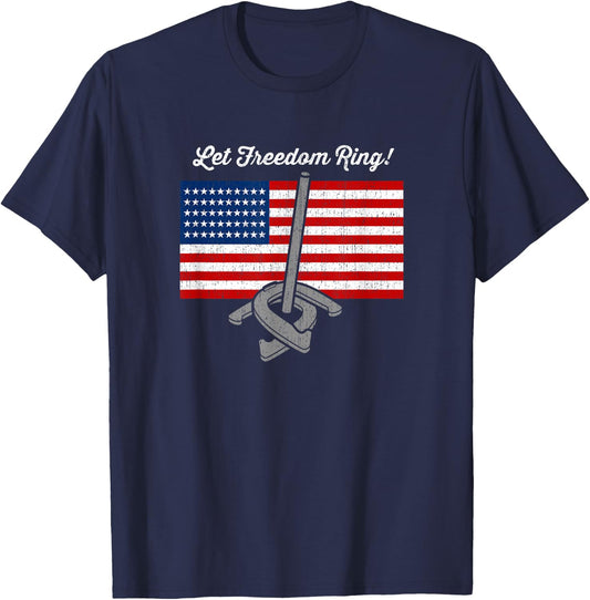 Freedom - Horseshoe Throwing Shirt Horseshoe Pitchers Gift T-Shirt - T-Shirt | Navy