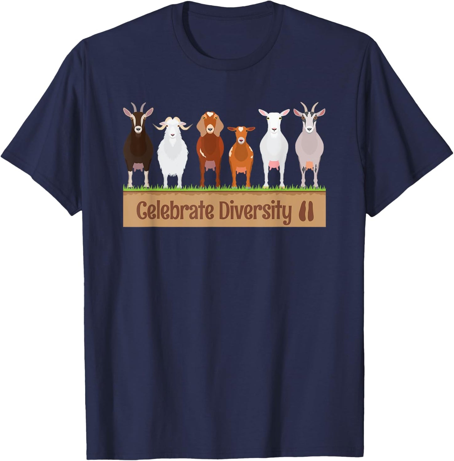 Celebrate Diversity Pet Funny Goats Shirts for Goat Lovers T-Shirt - T-Shirt | Navy