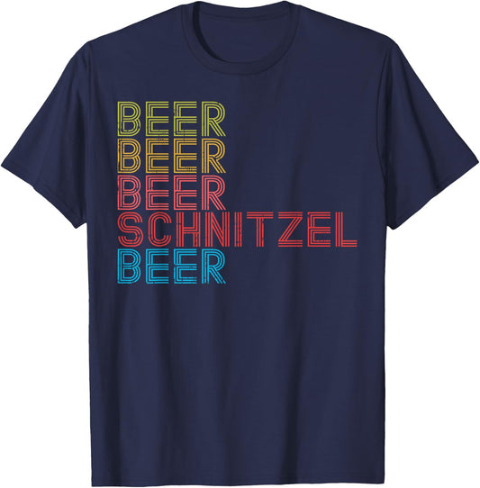 Retro Beer Schnitzel Oktoberfest German Drinking Team T-Shirt - T-Shirt | Navy