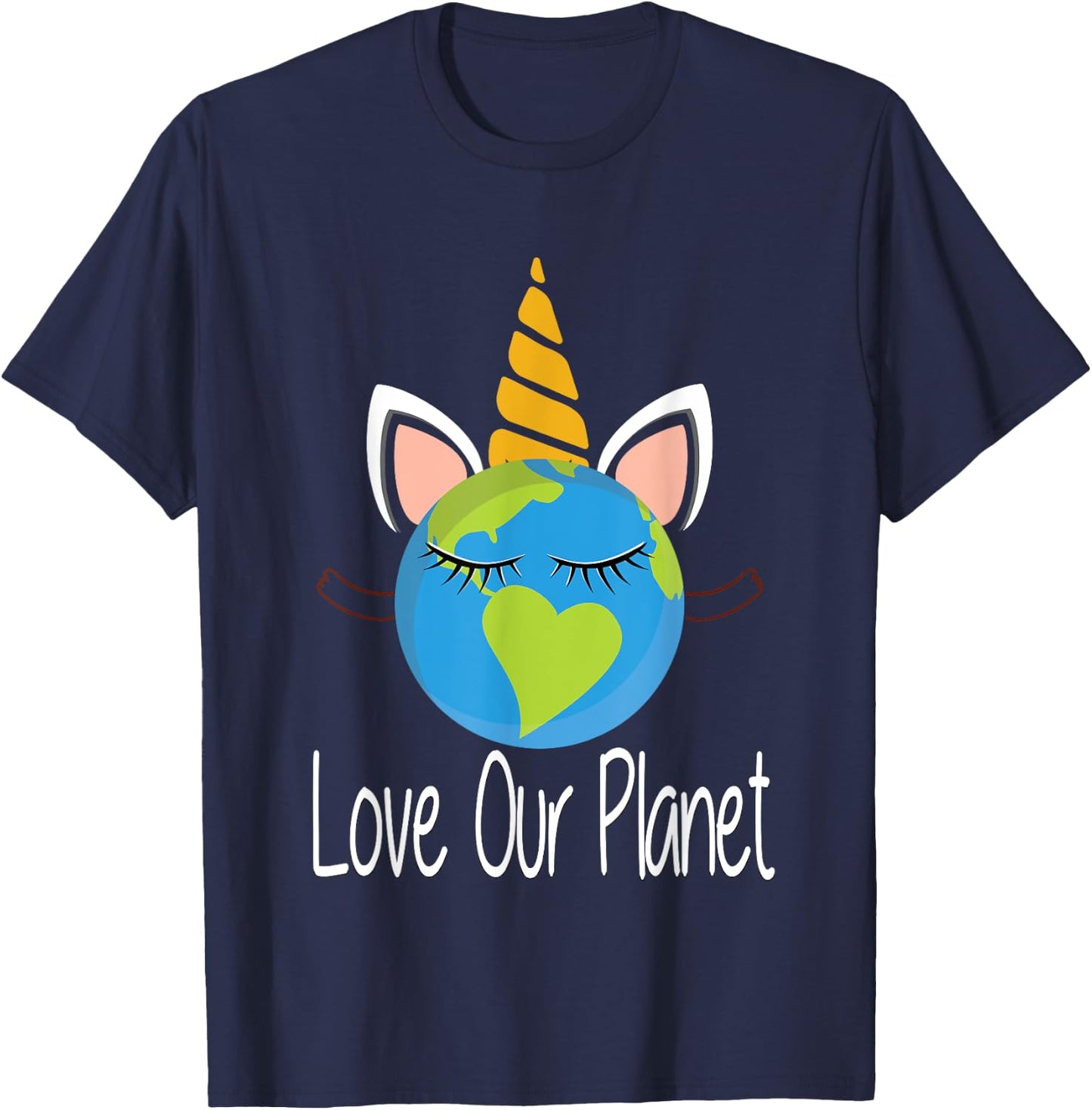 Toddler Girl Earth Day T Shirt Kids Unicorn Face Teen T-Shirt - T-Shirt | Navy