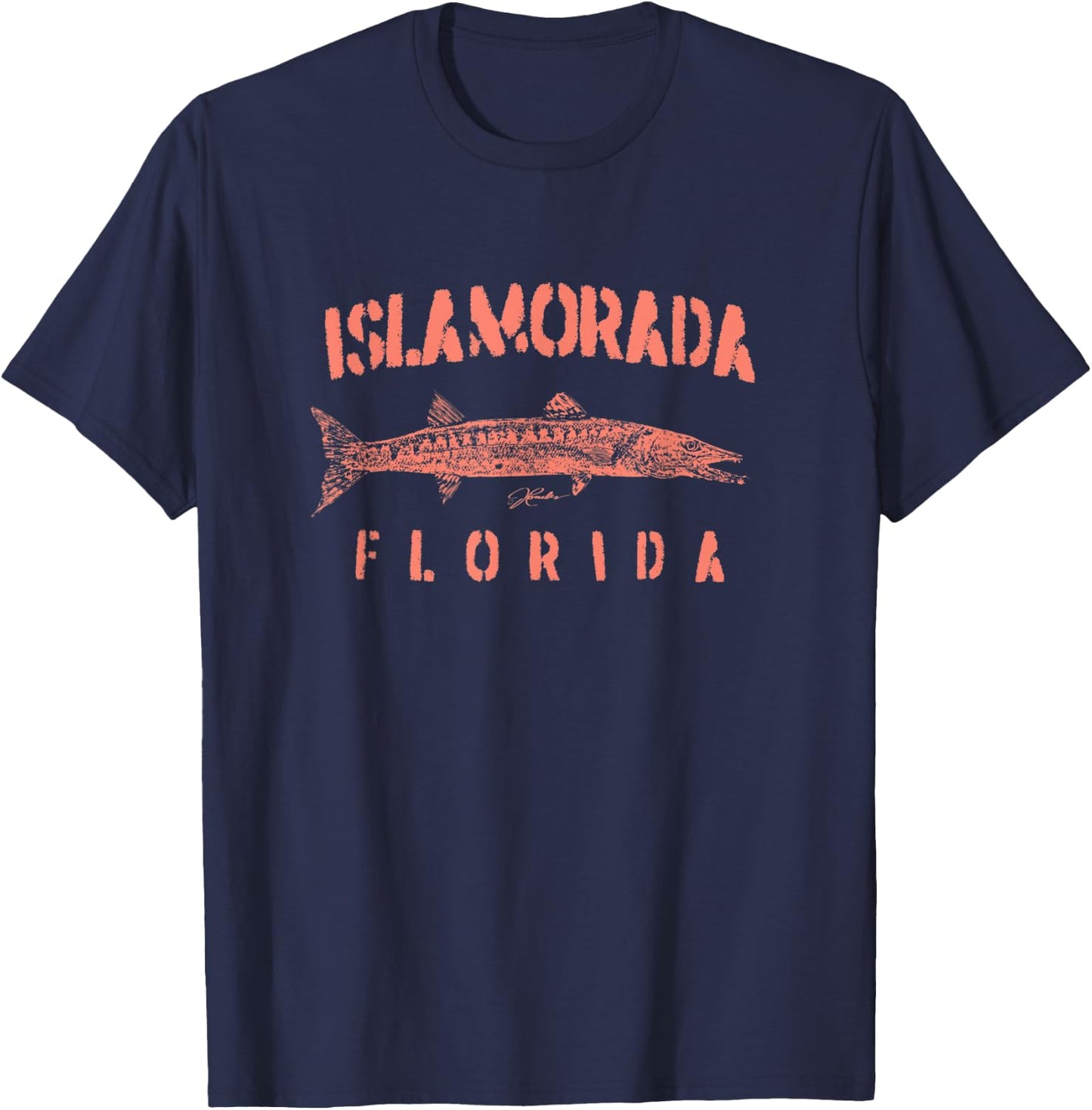 JCombs: Islamorada, FL, Great Barracuda (Distressed) T-Shirt - T-Shirt | Navy