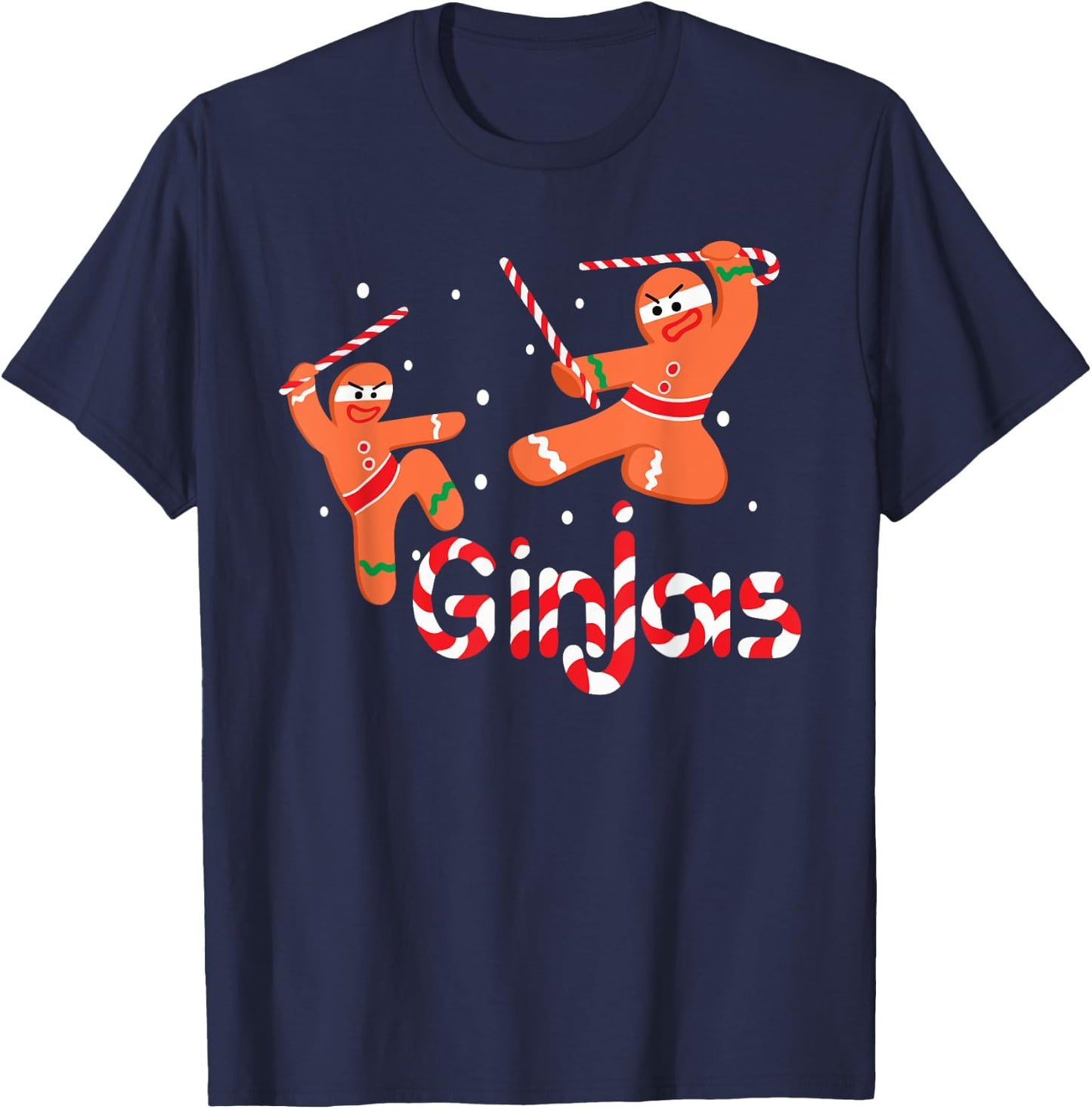 Ginjas Shirt Gingerbread Men Ninjas Christmas Gift T-Shirt - T-Shirt | Navy