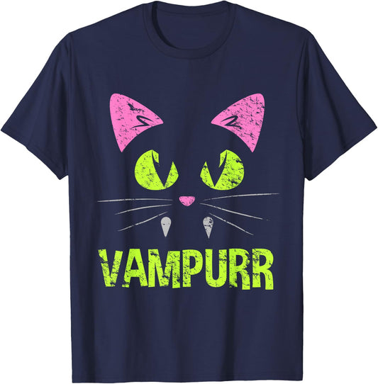 Vampire Cat Vampire Halloween Costume Men Women Kids T-Shirt - T-Shirt | Navy