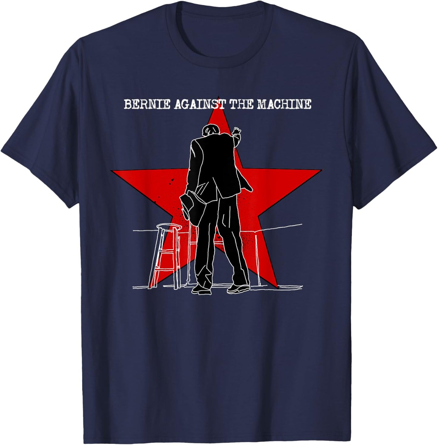 Bernie Sanders 2020 Against the Machine Punk Rock Stage Star T-Shirt - T-Shirt | Navy