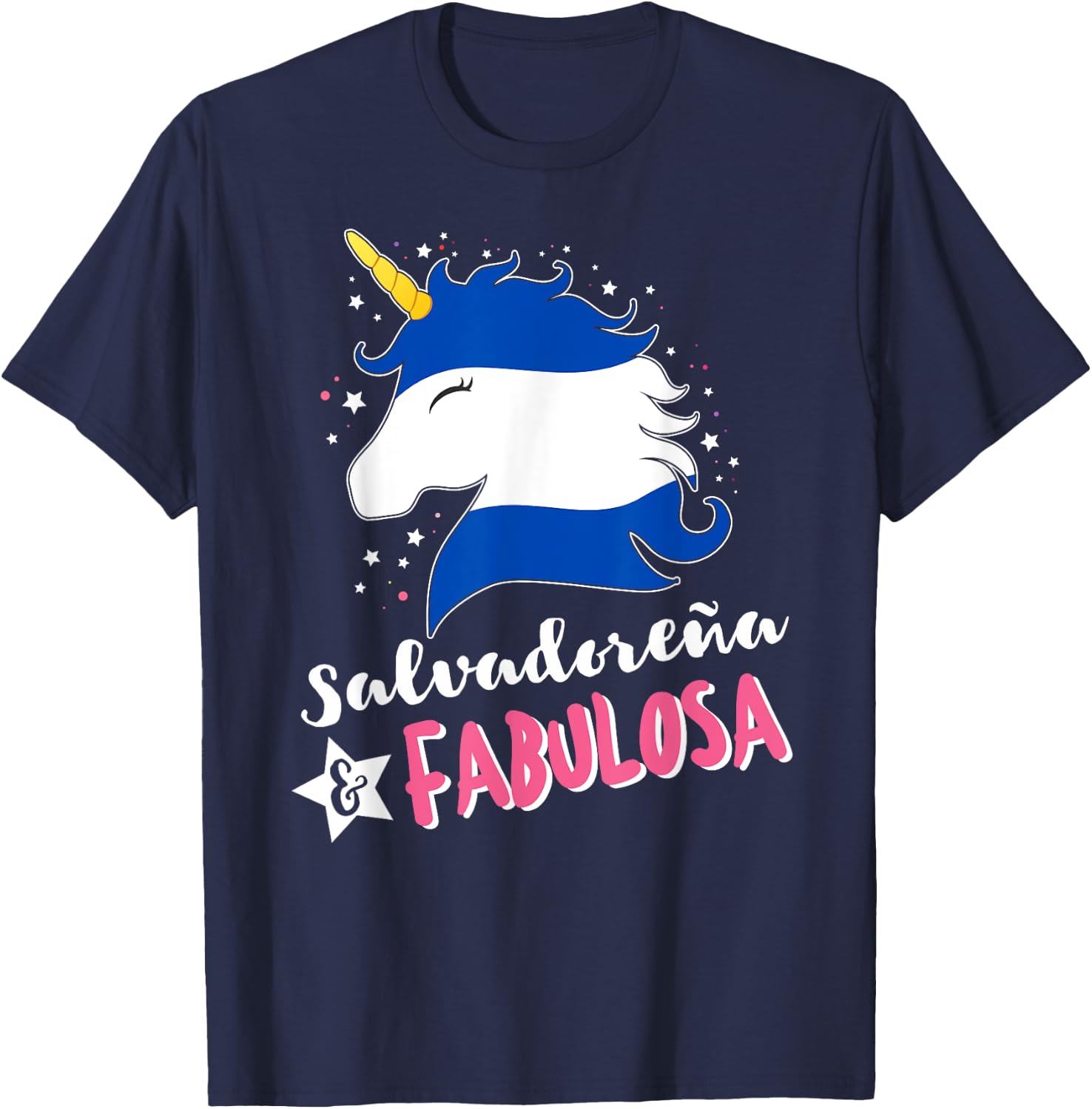Salvadoran Flag El Salvador Unicornio T-Shirt - T-Shirt | Navy