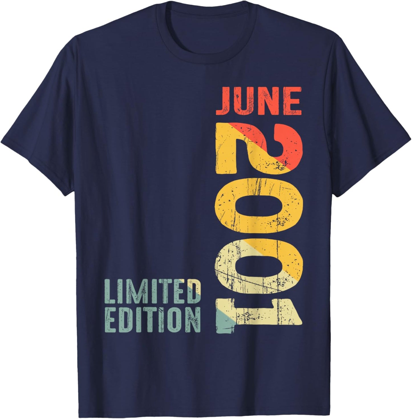 Month June 2001 Year 2001 Retro 2001 Vintage 2001 Since 2001 T-Shirt - T-Shirt | Navy