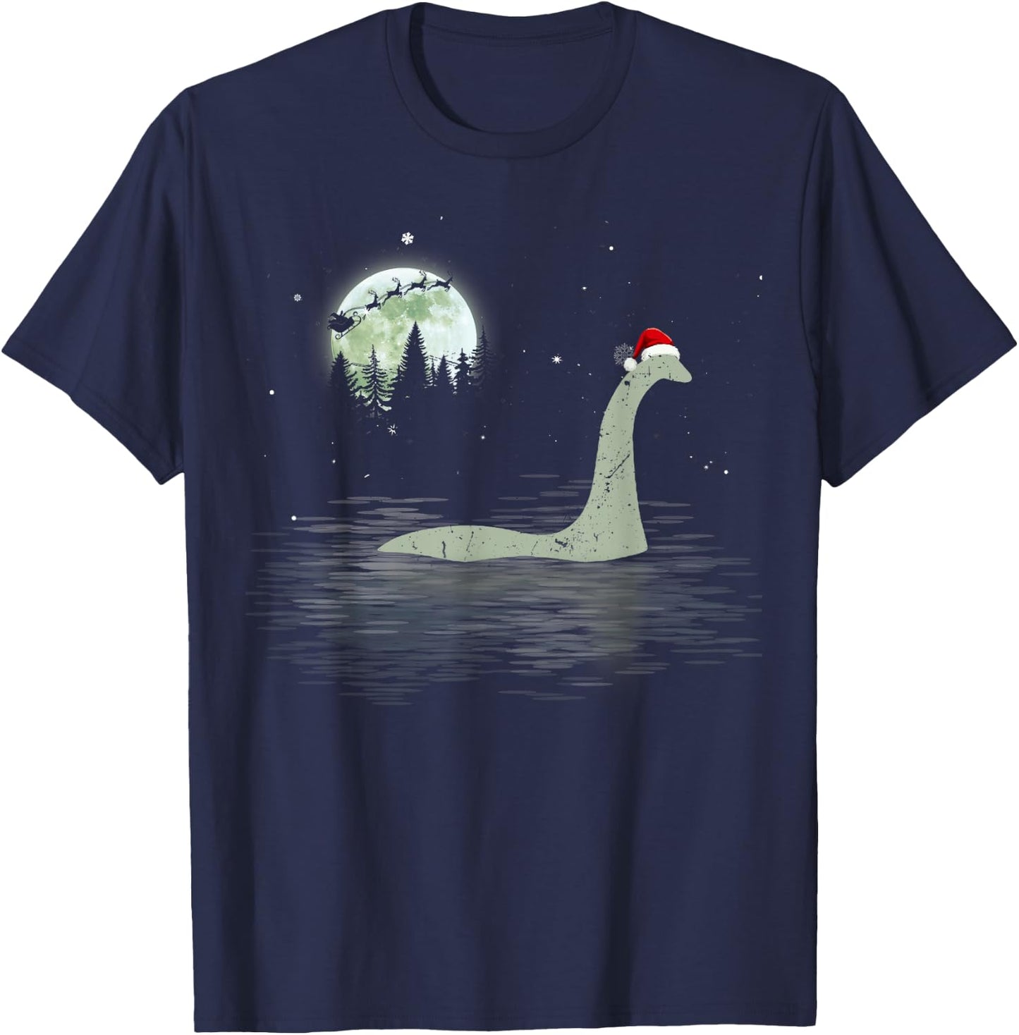 Loch Ness Monster Christmas Santa Nessie Xmas Pajamas T-Shirt - T-Shirt | Navy