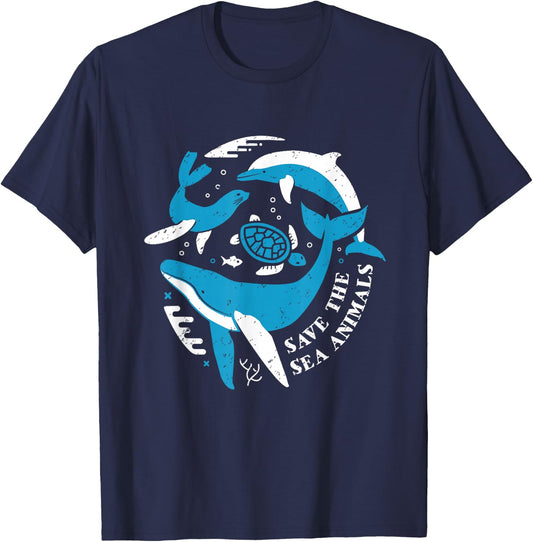 Ocean Conservation - Save The Sea Animals T-Shirt - T-Shirt | Navy