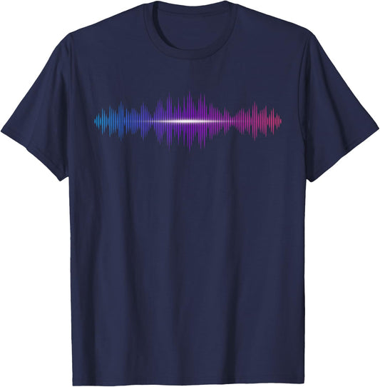 Audio Engineer Waveform Sound Wave Music T-Shirt - T-Shirt | Navy
